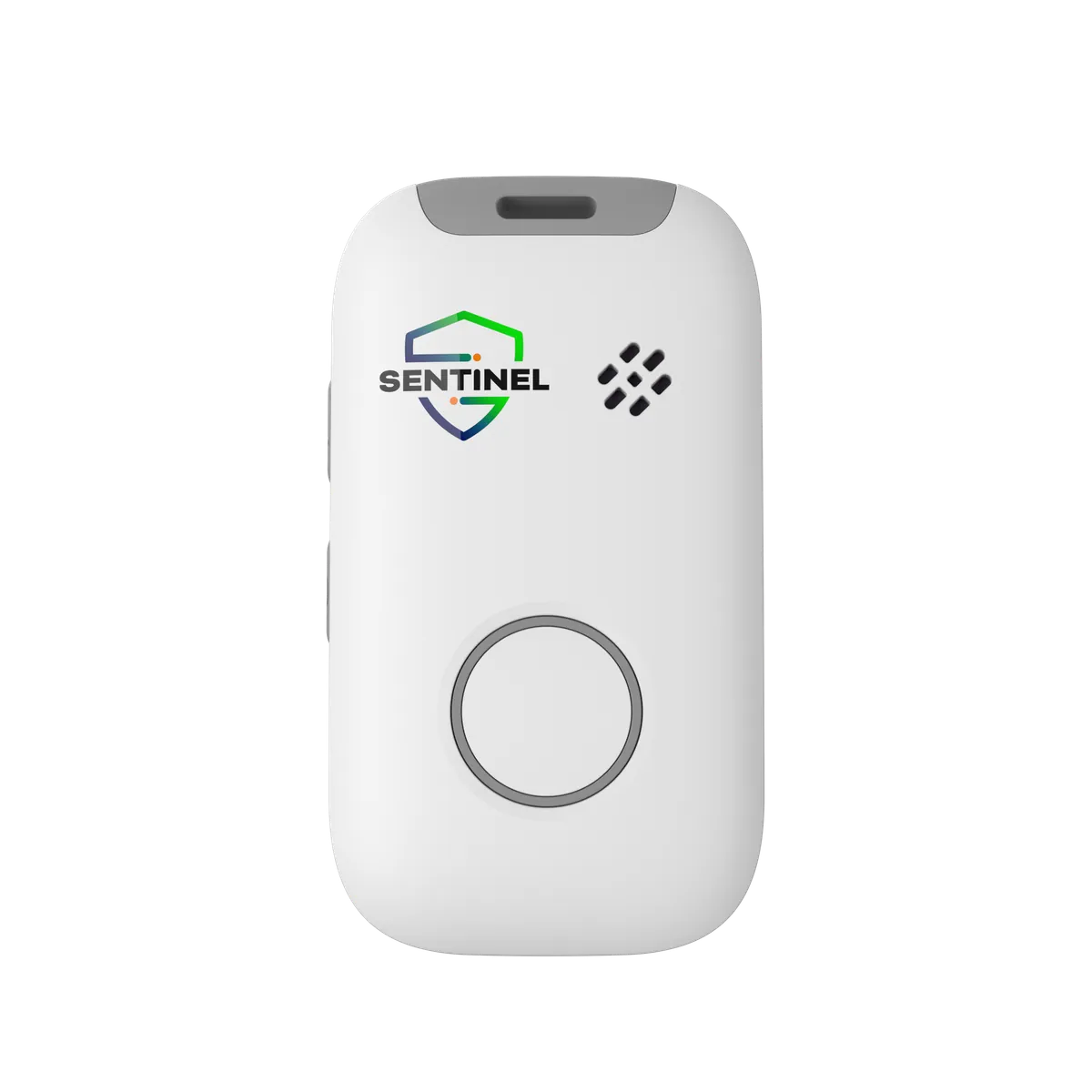 Sentinel Pulse in white, front view showing the help button
